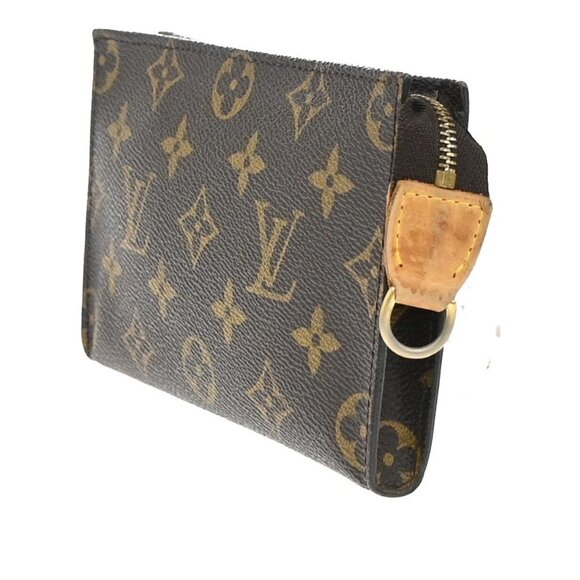 LOUIS VUITTON LV Logo Bucket PM Pouch Bag Monogram Leather Brown Gold 05EE827 - Picture 2 of 14